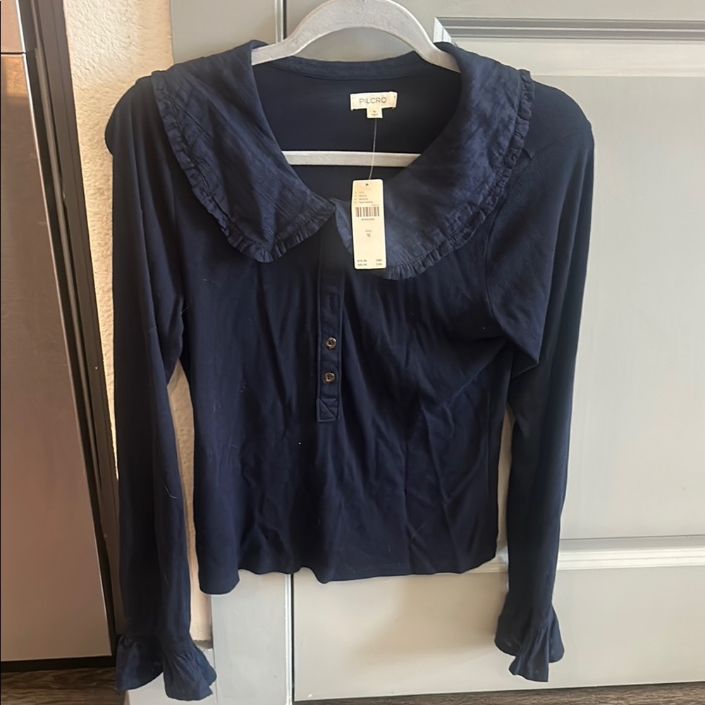Pilcro Blue Button Down Shirt Top